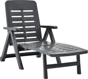 vidaXL Șezlong pliabil, antracit, plastic