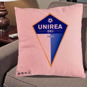 Perna Personalizata Unirea Dej 1921 Fotbal, 40x40 cm, Roz, Husa Detasabila, Perna Inclusa, BEKZ®