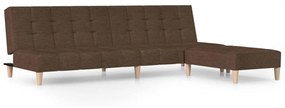 3080538 vidaXL Canapea extensibilă cu taburet, 2 locuri, maro, textil