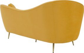 Canapea cu 3 locuri de design, ţesătură Velvet galbenă/gold crom auriu, EZIO TYP 3