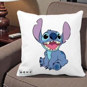 Perna Personalizata Stitch Zambitor, 40x40 cm, Alba Mata, Husa Detasabila, Perna Inclusa, BEKZ®