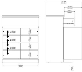 Comodă în culoare naturală cu aspect de lemn de stejar 80x100x40 cm Naia – Tvilum