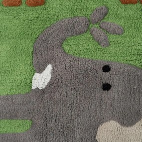 Covor tip traversă verde lavabil din bumbac 90x175 cm Animals – Ixia