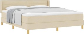 vidaXL Pat cu arcuri cu saltea cu headboard Crem 200 x 180 cm țesătură