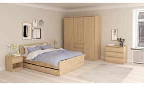 Șifonier în culoare naturală cu aspect de lemn de stejar cu ușă glisantă 177x200x60 cm Naia – Tvilum