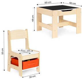 Mobilier pentru copii set masă 2 scaune cu tablă de cretă