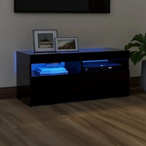 Comoda TV cu lumini LED, negru, 90x35x40 cm 1, Negru, 90 x 35 x 40 cm