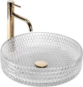 Lavoar din sticla pe blat Rea Cristal 39 cm transparent lucios