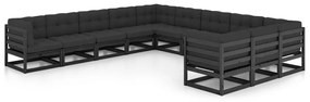 vidaXL Set mobilier grădină cu perne, 11 piese, lemn masiv de pin