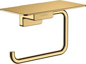 Suport hartie igienica cu raft Hansgrohe AddStoris auriu lucios