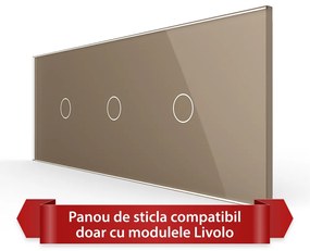 Panou Intrerupator Simplu + Simplu + Simplu cu Touch LIVOLO din Sticla, Standard Italian – 6/7M