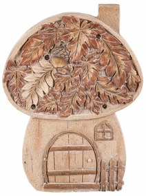 Decorațiune de toamnă Casă ciupercă cu iluminare, 24 x 10 x 32 cm, magneziu, imitație de lemn