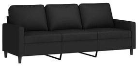 Set de canapele cu perne, 3 piese, negru, catifea Negru, Cu suport de picioare