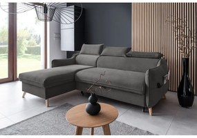 Colțar gri închis extensibil cu tapițerie din catifea (cu colț pe partea stângă ) Sweet Harmony – Miuform