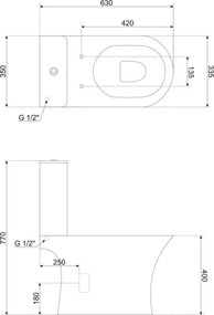 Toaletă compactă monobloc Makalu cu spătar și scaun
