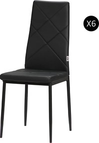 HOMCOM Set 6 Scaune de Sufragerie Tapițate cu Spătar Înalt, Tălpi Antiderapante și Picioare din Oțel, 41x50x97 cm, Negru | Aosom Romania