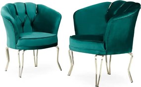 Fotoliu Viena, scaun, verde-auriu, picioare metal auriu, Homs