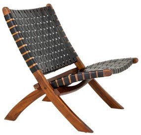 Fotoliu din piele neagră cu țesătură Perugia - House Nordic