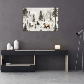 Tablou - Pădure cu Urși (90x60 cm)