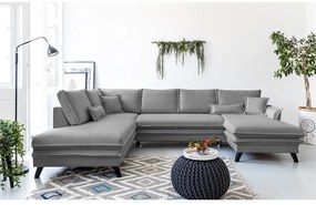 Canapea extensibilă în formă de „U” cu șezlong pe partea stângă Miuform Charming Charlie, gri