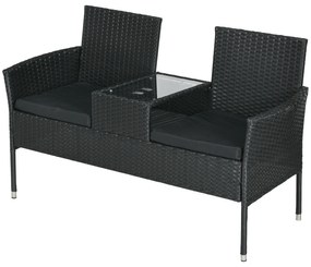 Outsunny Mobilier de Terasa pentru 2 Persoane cu Masa de Ceai
