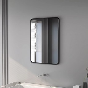 HOMCOM Oglindă de baie cu ramă metalică și agățătoare, 50x2.5x70 cm, negru | Aosom Romania