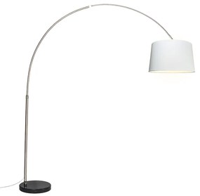 Lampă arc oțel abajur țesătură alb 45 cm - XXL