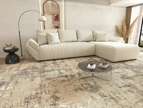 Colțar extensibil dumonde cu ladă de depozitare si sezut confortabil din spuma high-density, Berlin XL Ambience Ivory II 350x185 cm