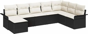 vidaXL Set de canapele pentru grădină cu pernă 8 pcs Negru Rattan poli
