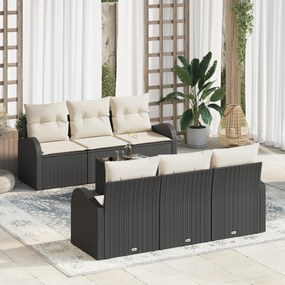 vidaXL Set de canapele pentru grădină 7 pcs Negru 55 x 55 x 37 cm