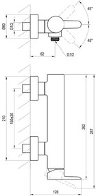 Ravak X070187 - Baterie de duș PURI neagră
