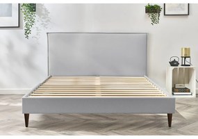 Pat matrimonial 180x200 cm gri deschis tapițat cu somieră Sary – Bobochic Paris