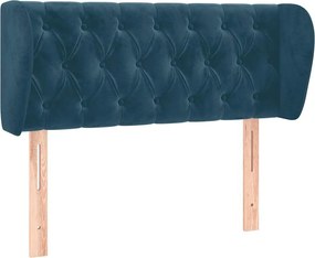 vidaXL Tăblie pat cu aripioare albastru închis 93x23x78/88 cm textil