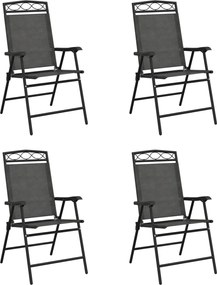 vidaXL Scaune pliante de grădină, 4 buc., gri melange, oțel/textilene
