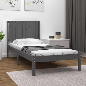 3104380 vidaXL Cadru de pat single, gri, 90x190 cm, lemn masiv de pin