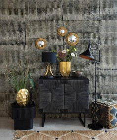 Puf multicolor, din iuta naturala si lana, Indian Kilim