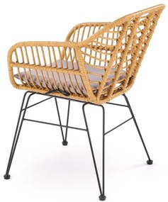 Scaun rattan K541 natur/gri
