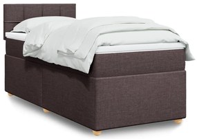 vidaXL Pat box spring cu saltea, maro închis, 90x190 cm, textil