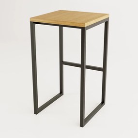 Scaun de bar negru/în culoare naturală cu aspect de lemn de stejar Frame – Woodman