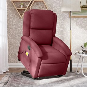 vidaXL Fotoliu de masaj electric rabatabil cu ridicare roșu vin textil