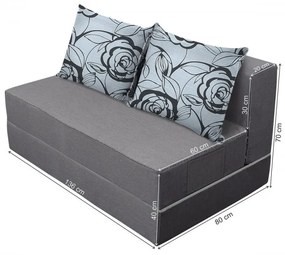 Canapea extensibila Urban Living Bedora 136x80x40 cm Grey/Grey Flower