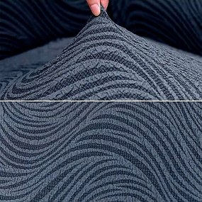 Husa elastica pentru canapea 3 locuri, cu volanas, model Jacquard, Cenusiu in dungi