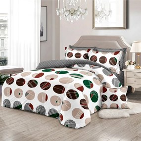 Lenjerie de pat 2 persoane, bumbac finet, 6 piese, 2 fete, SP543