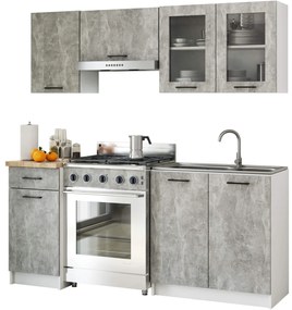 Vitrină de bucătărie superioară Organo 580 (alb + beton). 1117504