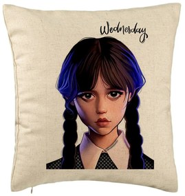 Perna Decorativa, Model Wednesday Addams 8, 40x40 cm, Bej, Husa Detasabila, Burduf