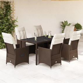 3276771 vidaXL Set mobilier de grădină cu perne, 7 piese, maro, poliratan