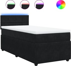 vidaXL Pat box spring cu saltea, negru, 80x200 cm, catifea