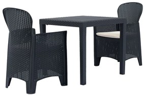 276113 vidaXL Set mobilier bistro, 3 piese, antracit, plastic, aspect ratan