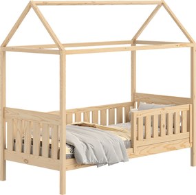 Pat supraetajat tip căsuță Nemos II 80x160 cu sertare - culoare pin