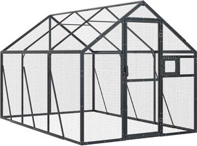 vidaXL Volieră de păsări, antracit, 1,79x3x1,85 m, aluminiu
